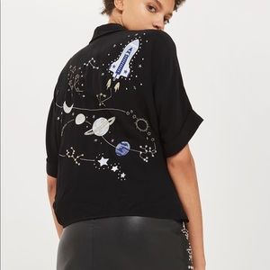 TOPSHOP Space embroidered shirt